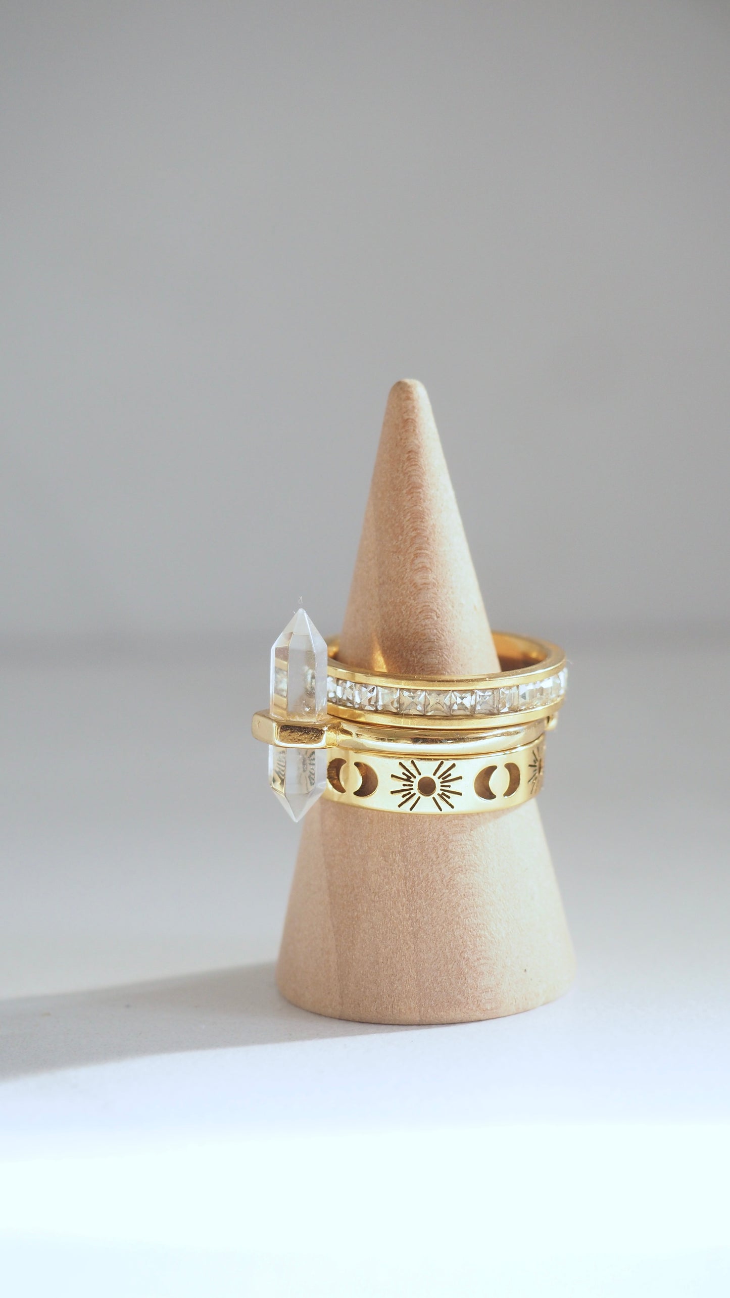 Celestial Quartz Ring Stack
