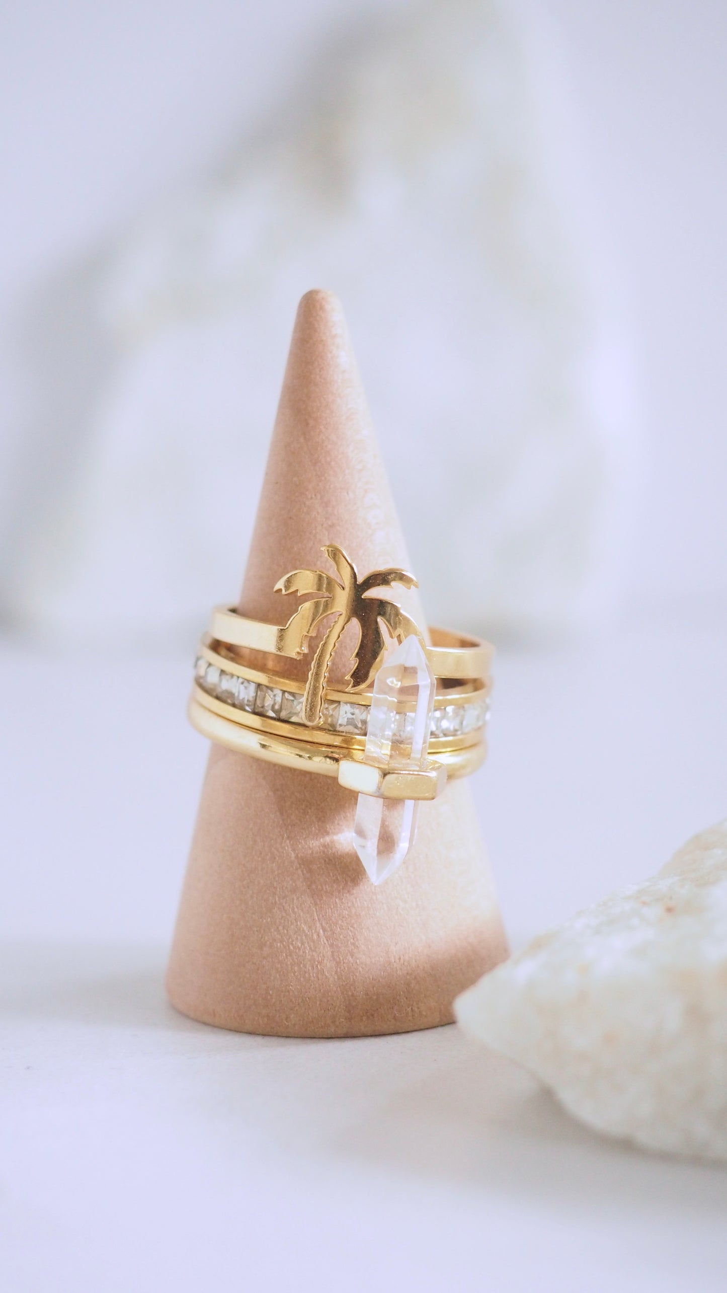 Quartz Palm Ring Stack