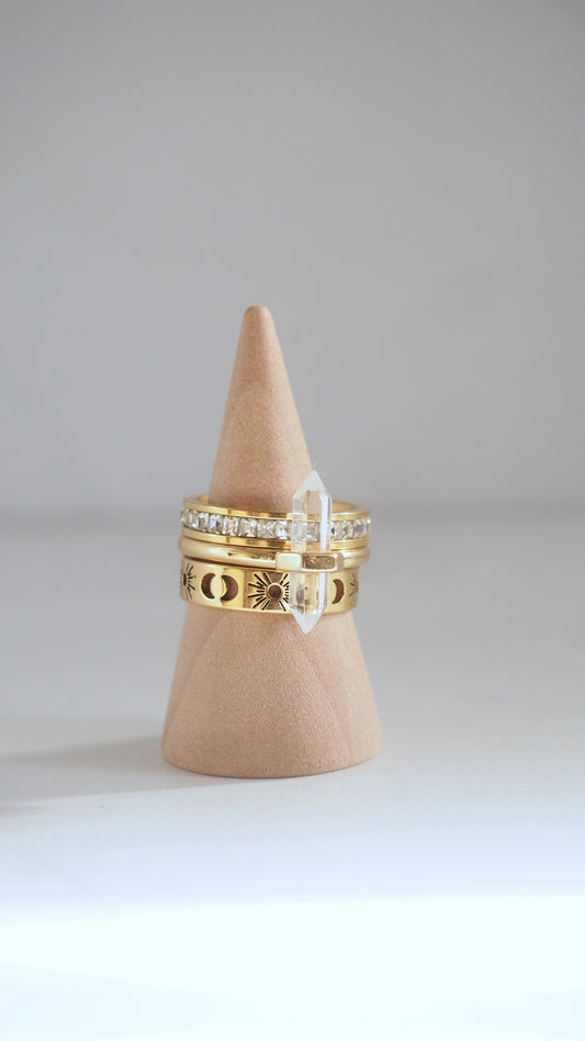 Celestial Quartz Ring Stack